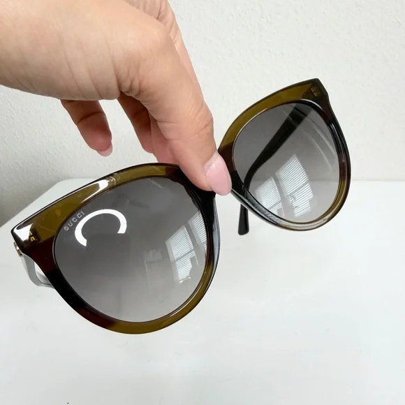 Gucci GG0179SA Havana/Black Round Cat Eye Sunglasses - Picture 8 of 8